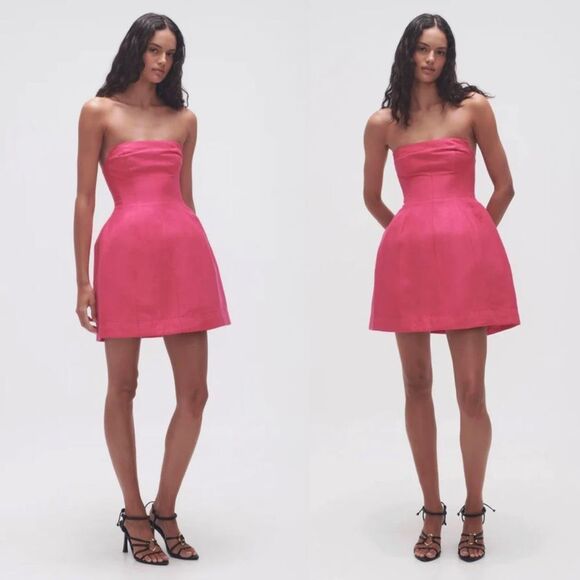 AJE Dress Strapless Bone Structured Pink Mini Dress Size AUS 4/ US 0 - Picture 10 of 10